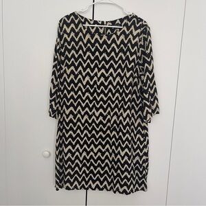 Dress XL long sleeves Moda black white